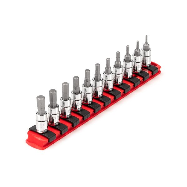 Tekton 1/4 in Drive Hex Bit Socket Set with Rail, 11-Piece (2-8 mm) SHB90106